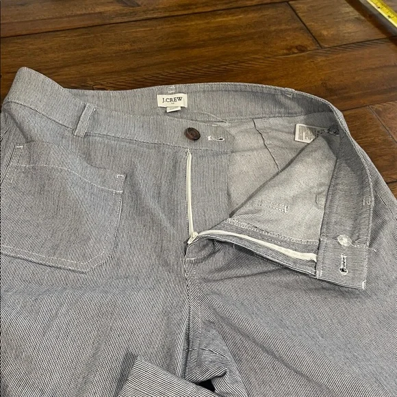 J Crew High rise patch pockets wide leg blue white striped trousers pants sz 28P - Picture 14 of 16
